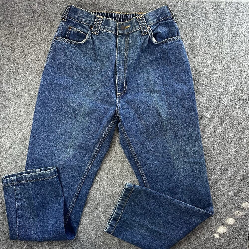 VTG Duke Haband Denim Jeans Pants Stretch Waist 90s Western Men 34L Blue Cowboy